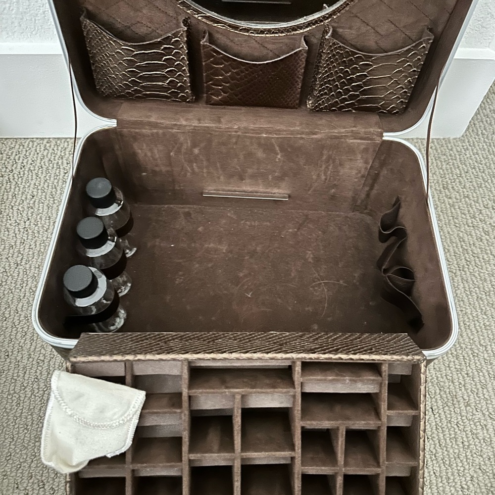 Brown Crocodile Pattern Vanity Case - image 3